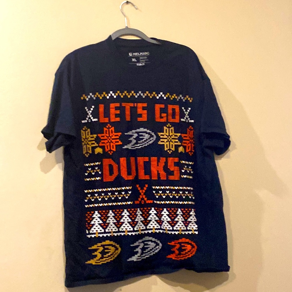 Melmarc black cotton short sleeve crew neck Let's Go Ducks Shirt XL extra large